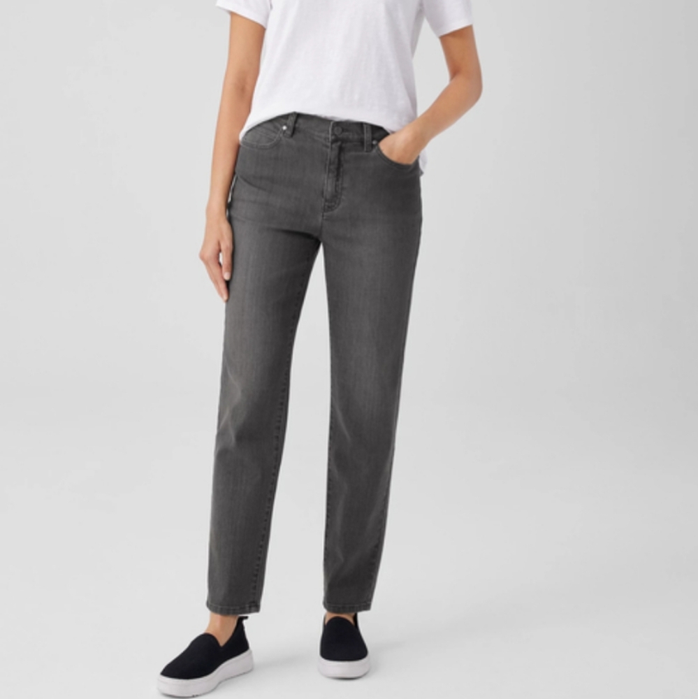 Eileen Fisher Organic Cotton Jeans In Charcoal